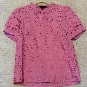 J. Crew Pink Eyelet Blouse